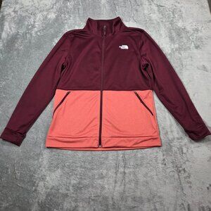 North Face Jacket Womens Large 100 Cinder Deep Garnet Red Full Zip Hiking Casual